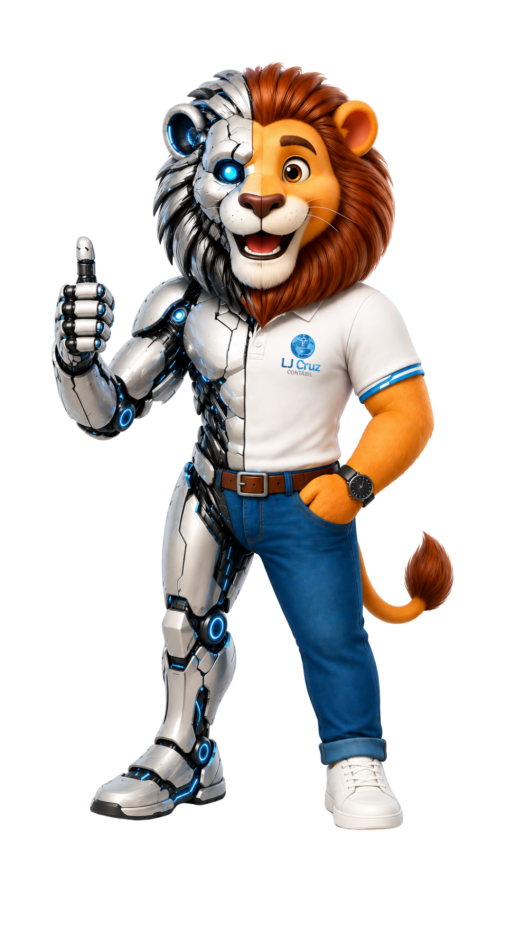 Leoj robô, mascote da LJCRUZ Contábil